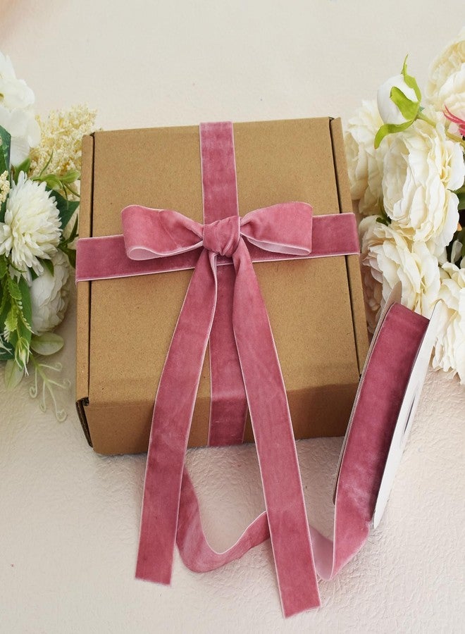 TONIFUL Pink Rose Gold Velvet Ribbon 1 Inch x 25yds, Vintage Velvet Ribbons, for Christmas Wreath Decoration Handmade Craft Ornaments Gift Wrapping & Bow Making, Valentine's Day Bouquet Packaging - Image 3